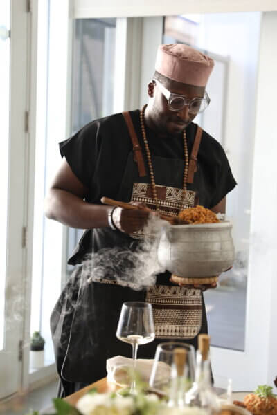 Chef Tolu Eros serves his version of jollof rice, unity rice