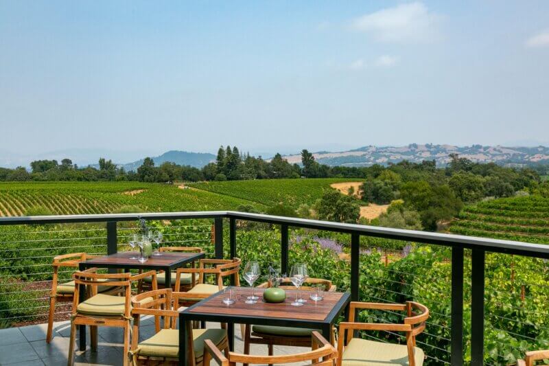 Patio overlooking MacRostie's vineyards