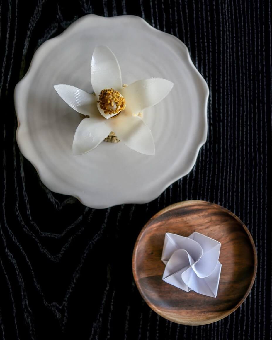 Plated dishes that resemble flowers